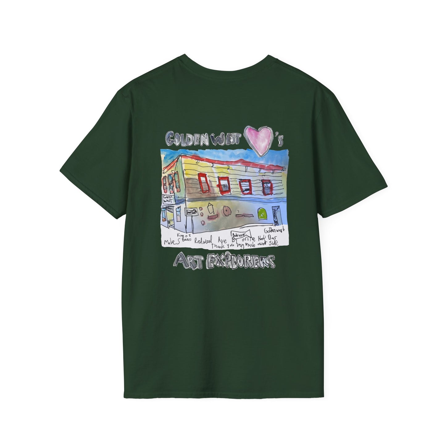 Golden West X Art Explorers Collab - Tee Shirt-front and back printing - Multiple Colors and Sizes Available