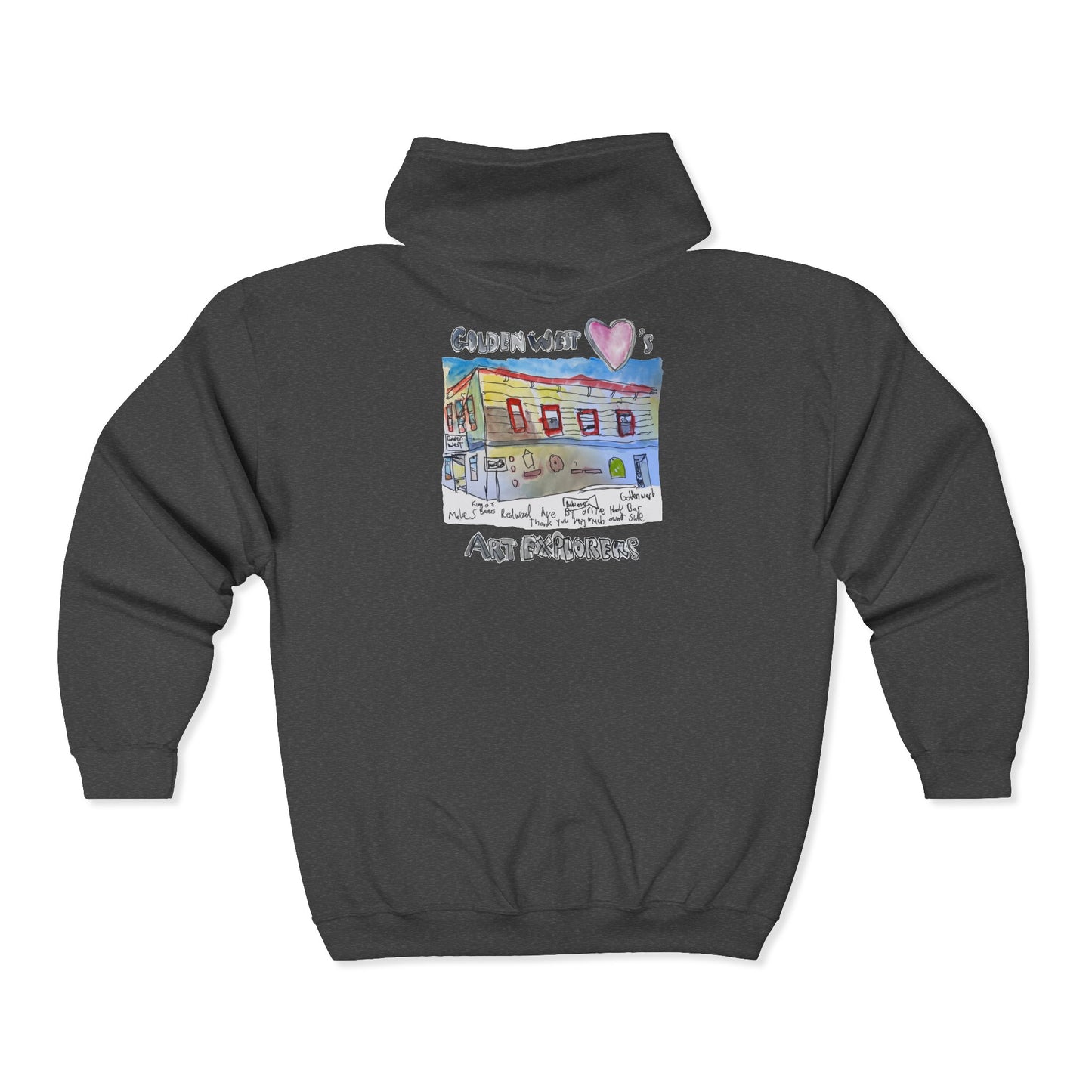 Golden West X Art Explorers Collab - Full Zip Hooded Sweatshirt - Printed front and back - Multiple Colors and Sizes Available