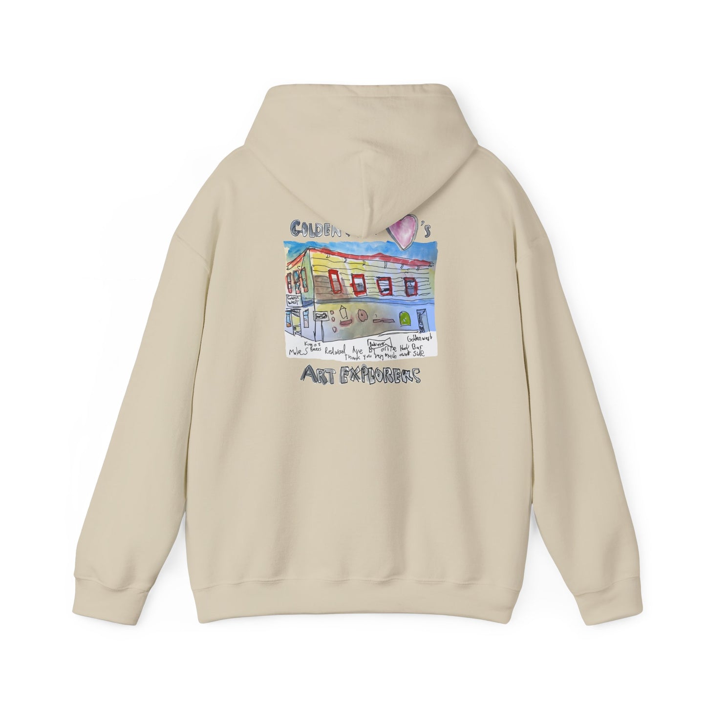 Golden West X Art Explorers Collab-Unisex Heavy Blend™ Hooded Pullover Sweatshirt-Printed front and back - Multiple Colors and Sizes Available