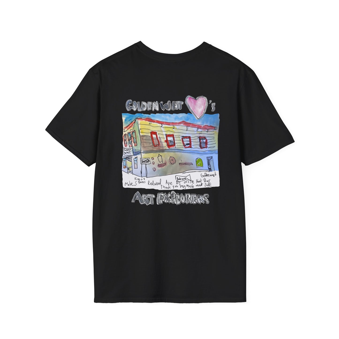 Golden West X Art Explorers Collab - Tee Shirt-front and back printing - Multiple Colors and Sizes Available