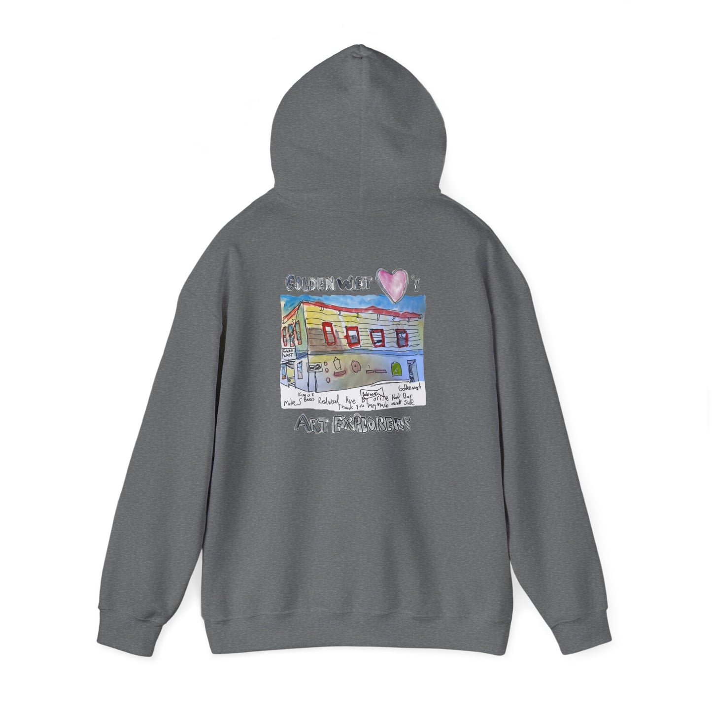Golden West X Art Explorers Collab-Unisex Heavy Blend™ Hooded Pullover Sweatshirt-Printed front and back - Multiple Colors and Sizes Available