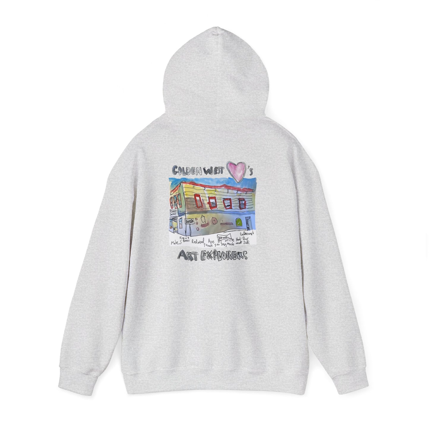 Golden West X Art Explorers Collab-Unisex Heavy Blend™ Hooded Pullover Sweatshirt-Printed front and back - Multiple Colors and Sizes Available