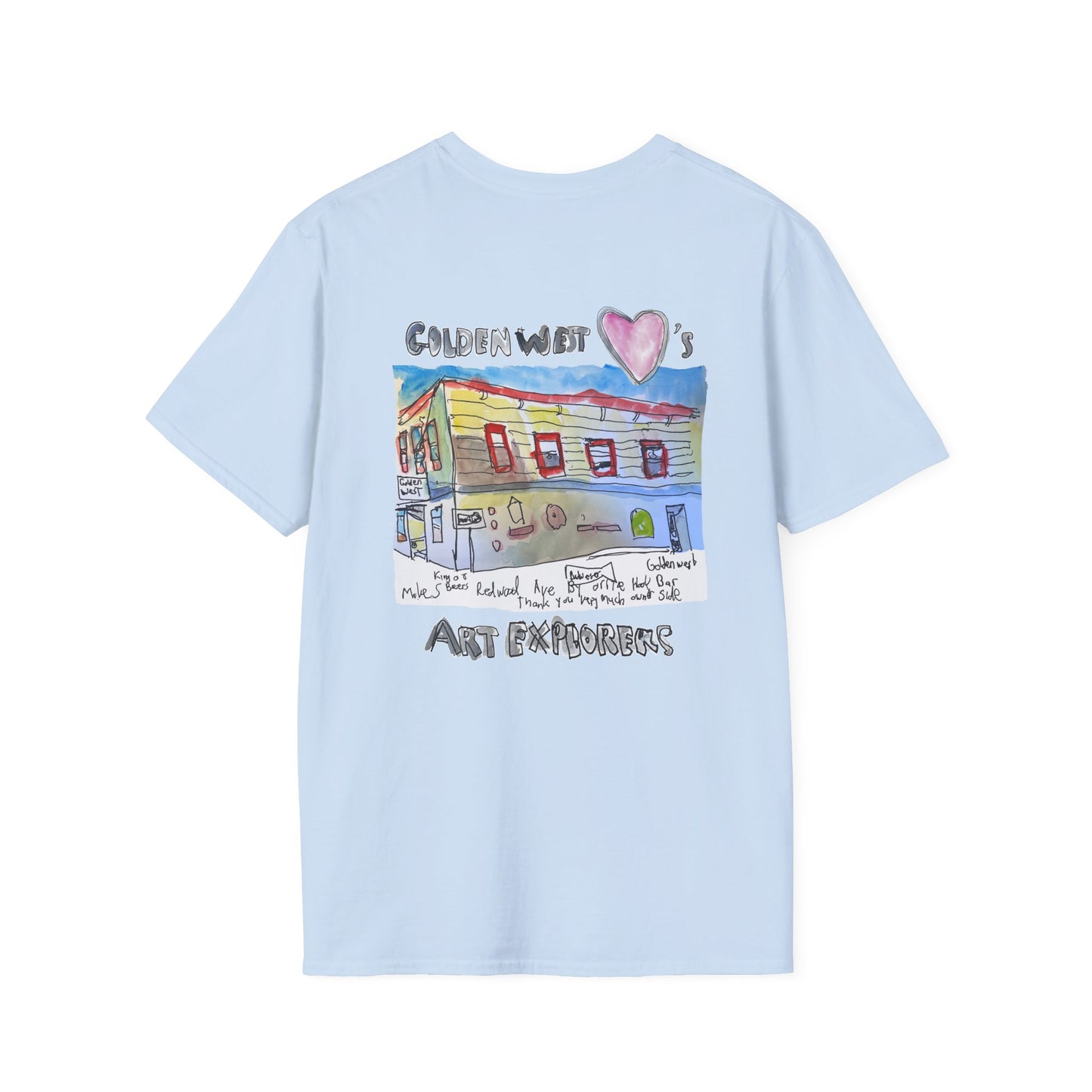 Golden West X Art Explorers Collab - Tee Shirt-front and back printing - Multiple Colors and Sizes Available