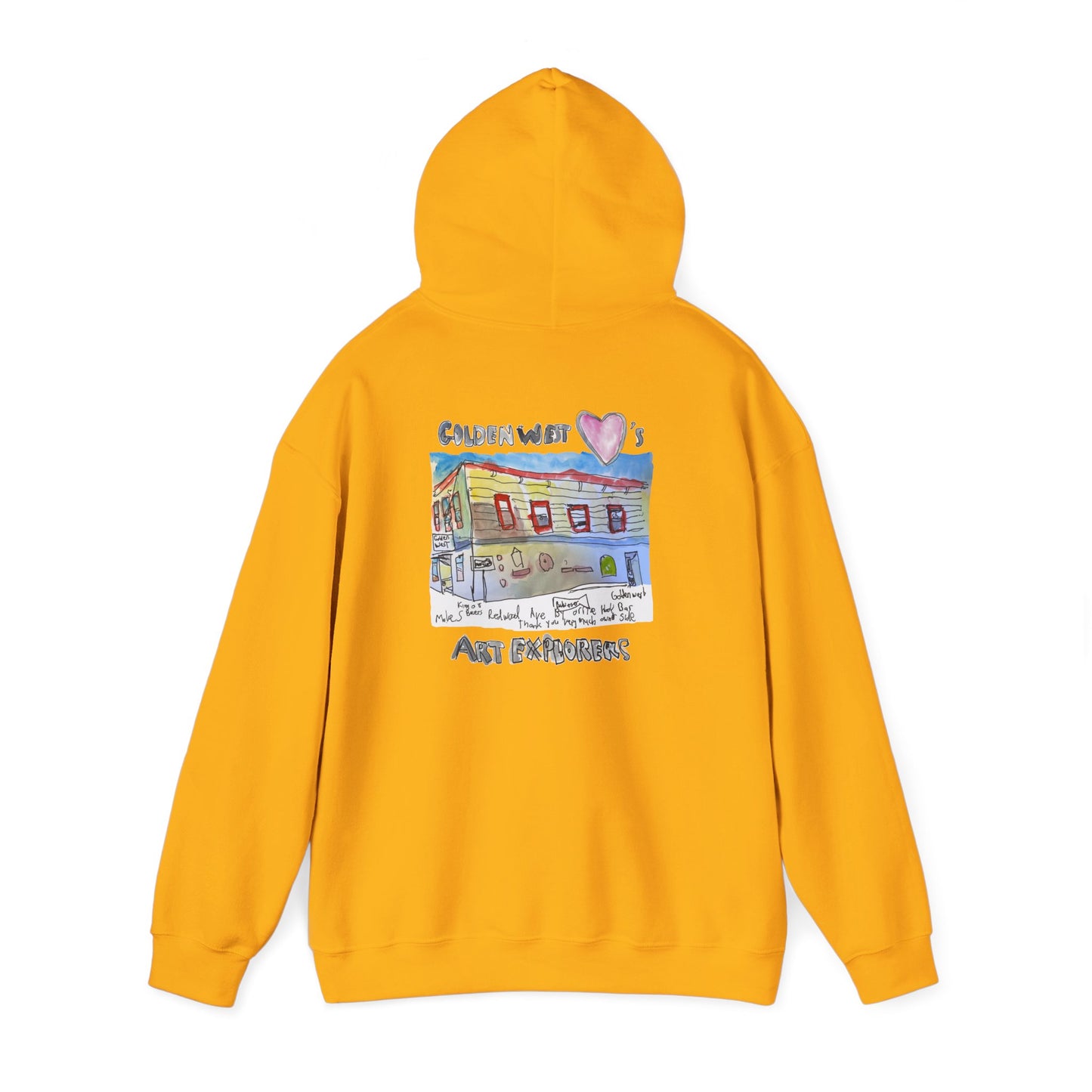 Golden West X Art Explorers Collab-Unisex Heavy Blend™ Hooded Pullover Sweatshirt-Printed front and back - Multiple Colors and Sizes Available