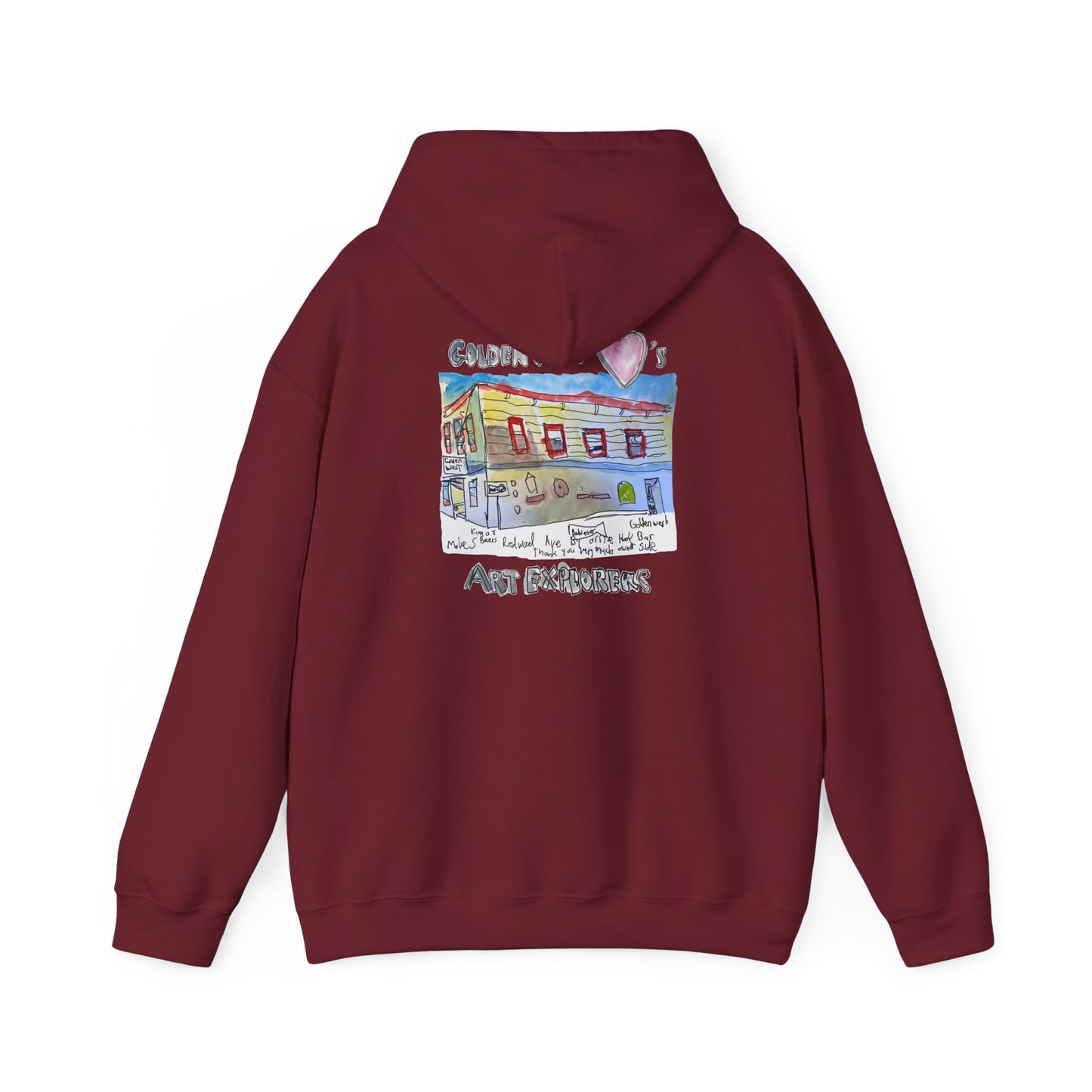 Golden West X Art Explorers Collab-Unisex Heavy Blend™ Hooded Pullover Sweatshirt-Printed front and back - Multiple Colors and Sizes Available