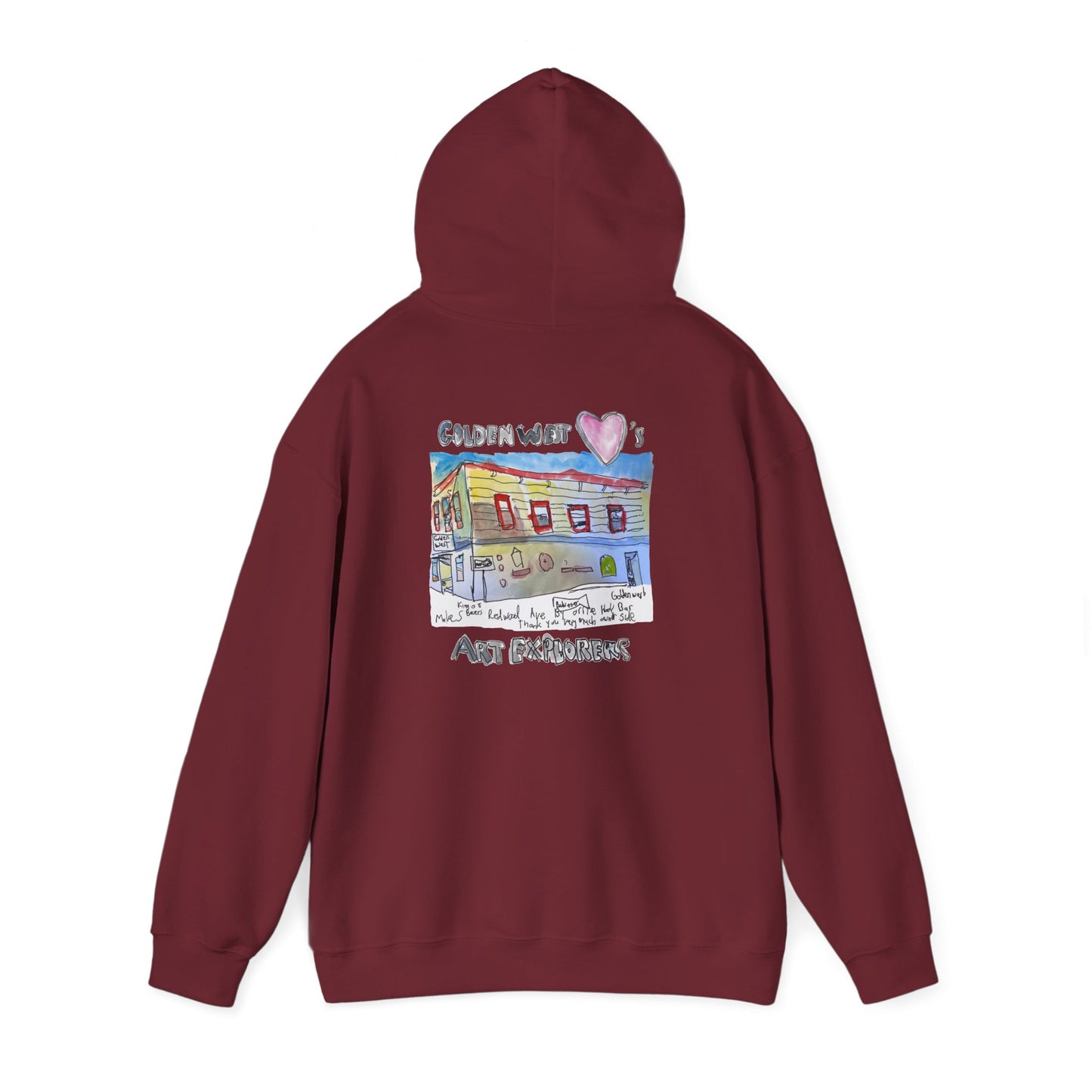 Golden West X Art Explorers Collab-Unisex Heavy Blend™ Hooded Pullover Sweatshirt-Printed front and back - Multiple Colors and Sizes Available
