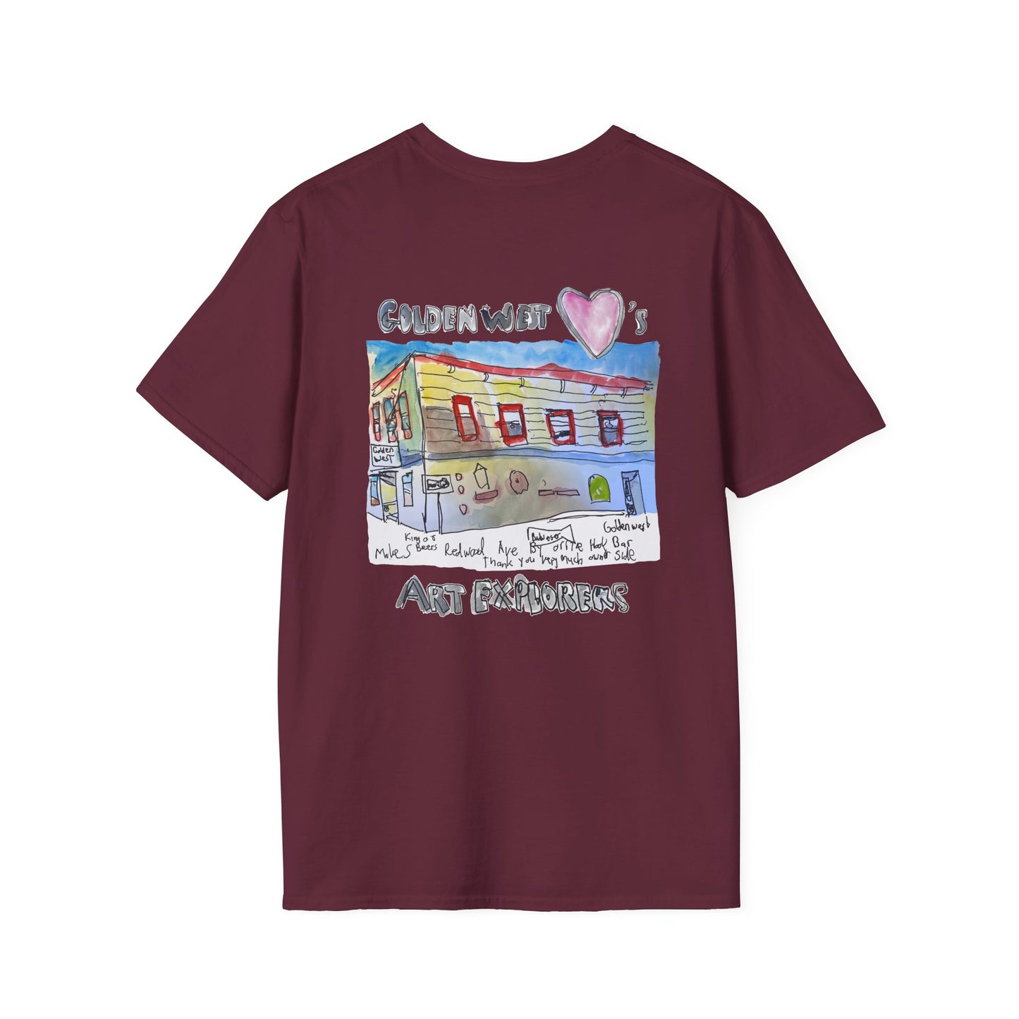 Golden West X Art Explorers Collab - Tee Shirt-front and back printing - Multiple Colors and Sizes Available