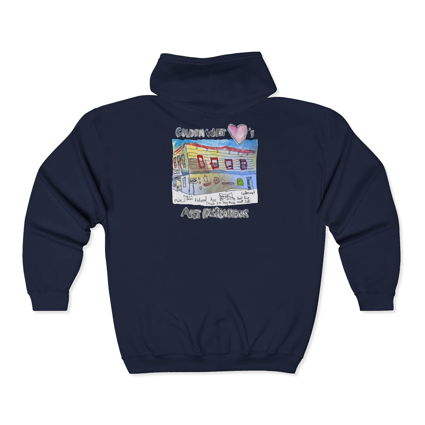 Golden West X Art Explorers Collab - Full Zip Hooded Sweatshirt - Printed front and back - Multiple Colors and Sizes Available
