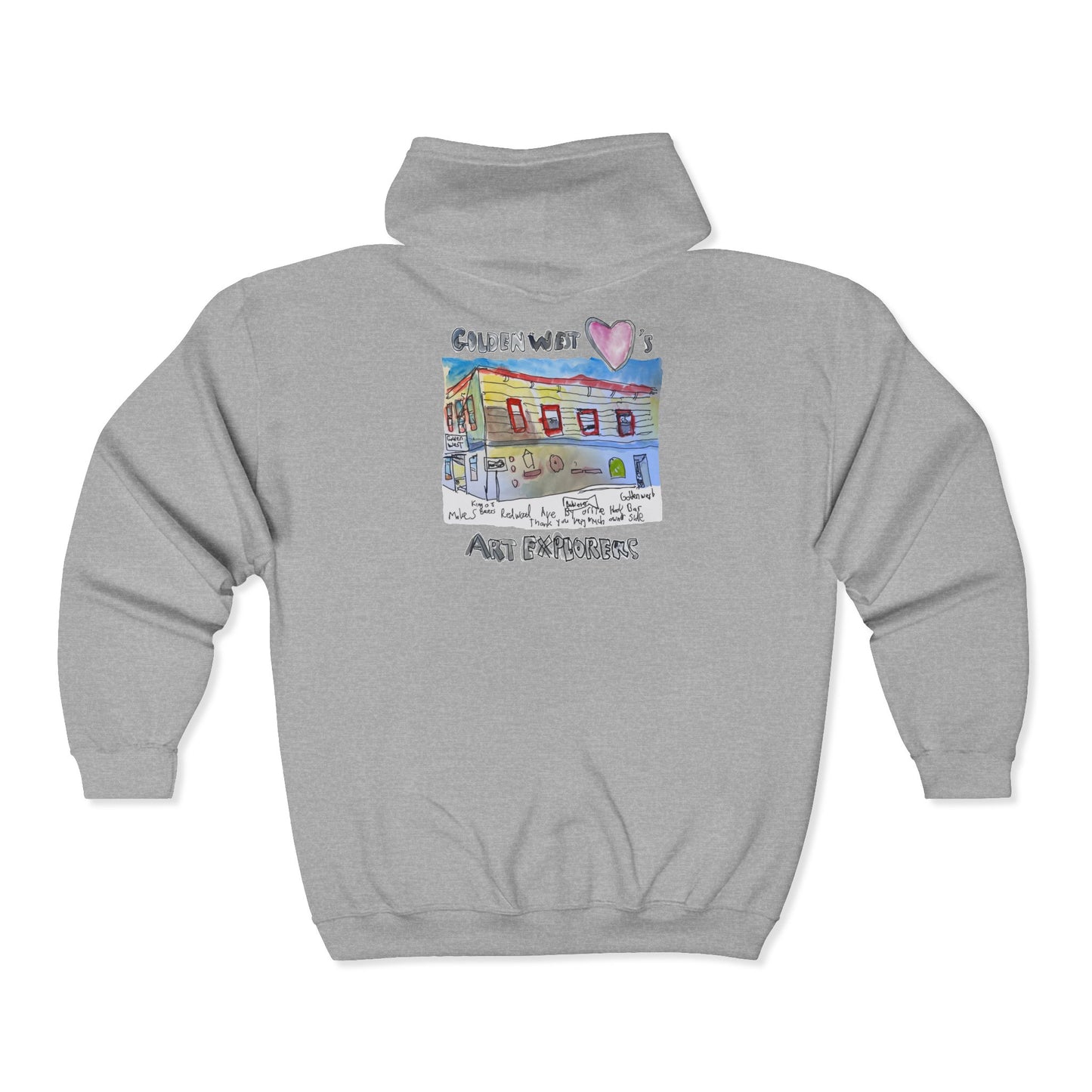 Golden West X Art Explorers Collab - Full Zip Hooded Sweatshirt - Printed front and back - Multiple Colors and Sizes Available