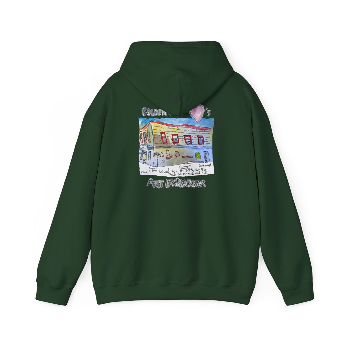 Golden West X Art Explorers Collab-Unisex Heavy Blend™ Hooded Pullover Sweatshirt-Printed front and back - Multiple Colors and Sizes Available