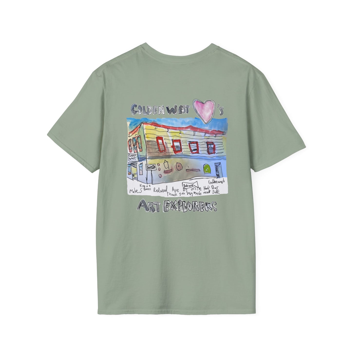 Golden West X Art Explorers Collab - Tee Shirt-front and back printing - Multiple Colors and Sizes Available