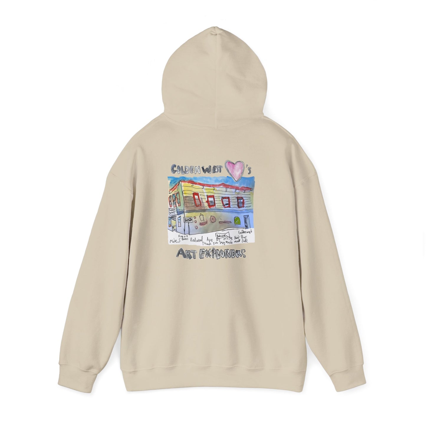 Golden West X Art Explorers Collab-Unisex Heavy Blend™ Hooded Pullover Sweatshirt-Printed front and back - Multiple Colors and Sizes Available