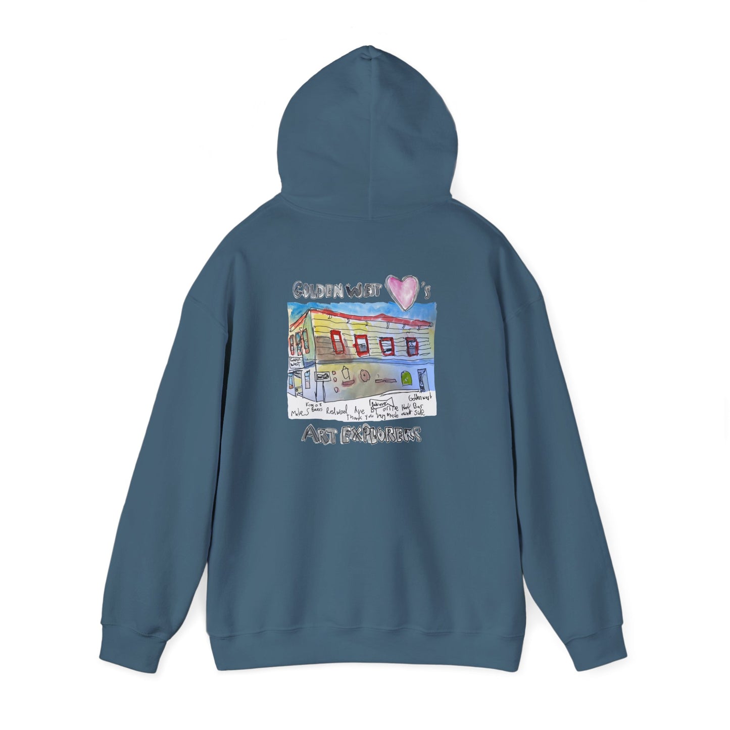 Golden West X Art Explorers Collab-Unisex Heavy Blend™ Hooded Pullover Sweatshirt-Printed front and back - Multiple Colors and Sizes Available