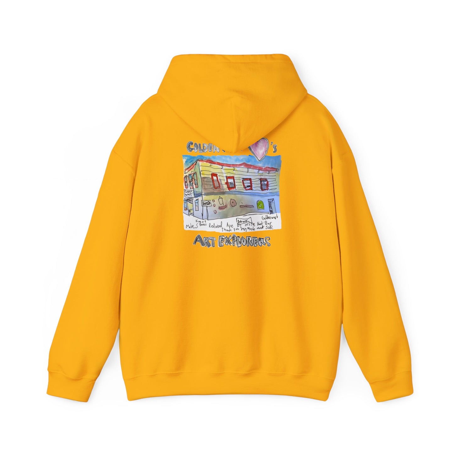 Golden West X Art Explorers Collab-Unisex Heavy Blend™ Hooded Pullover Sweatshirt-Printed front and back - Multiple Colors and Sizes Available