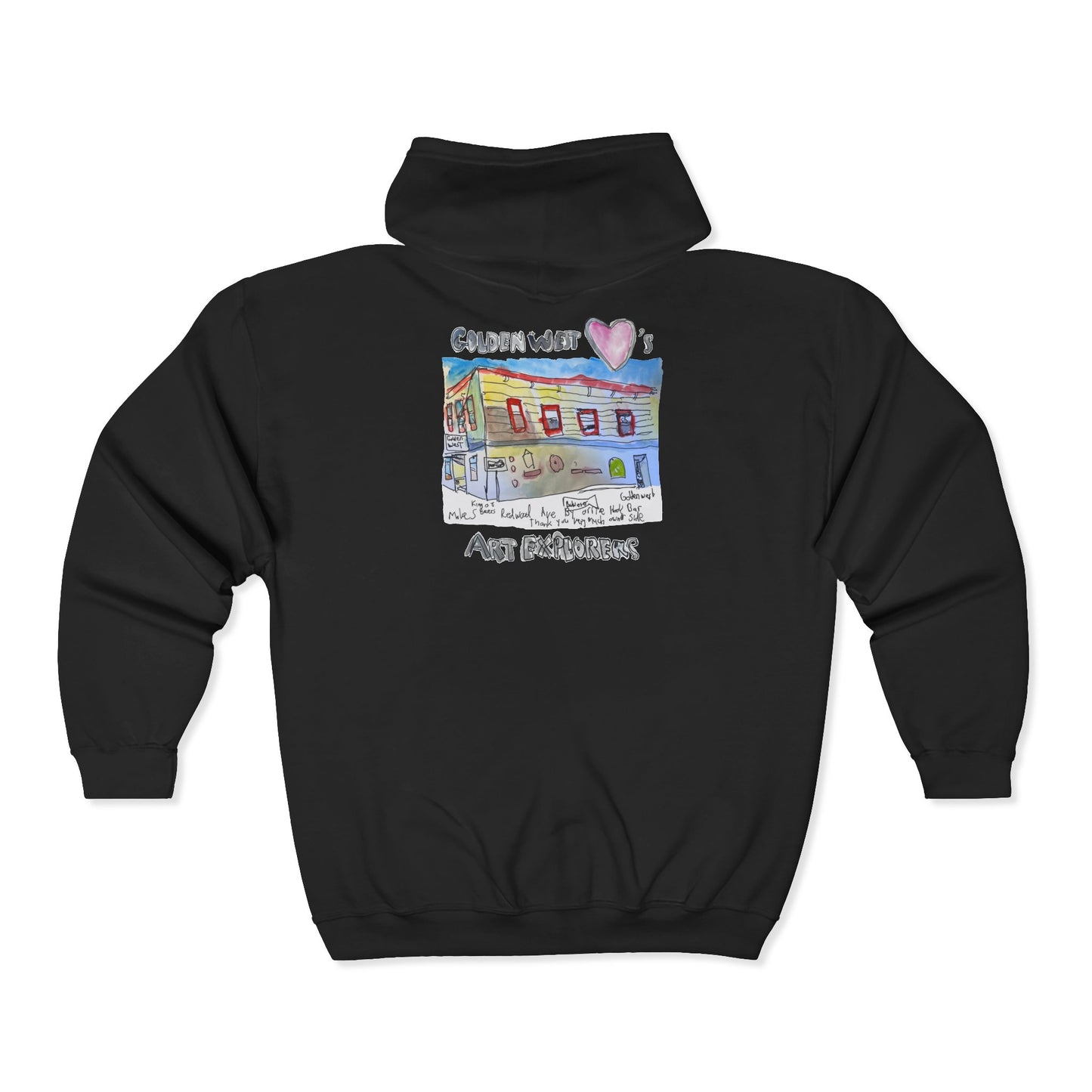 Golden West X Art Explorers Collab - Full Zip Hooded Sweatshirt - Printed front and back - Multiple Colors and Sizes Available